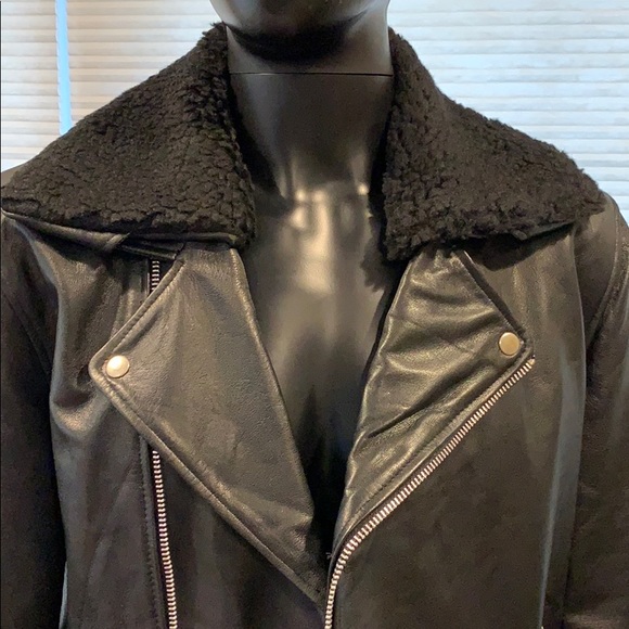 Men’s 100% leather borg biker jacket NWT - Picture 9 of 16